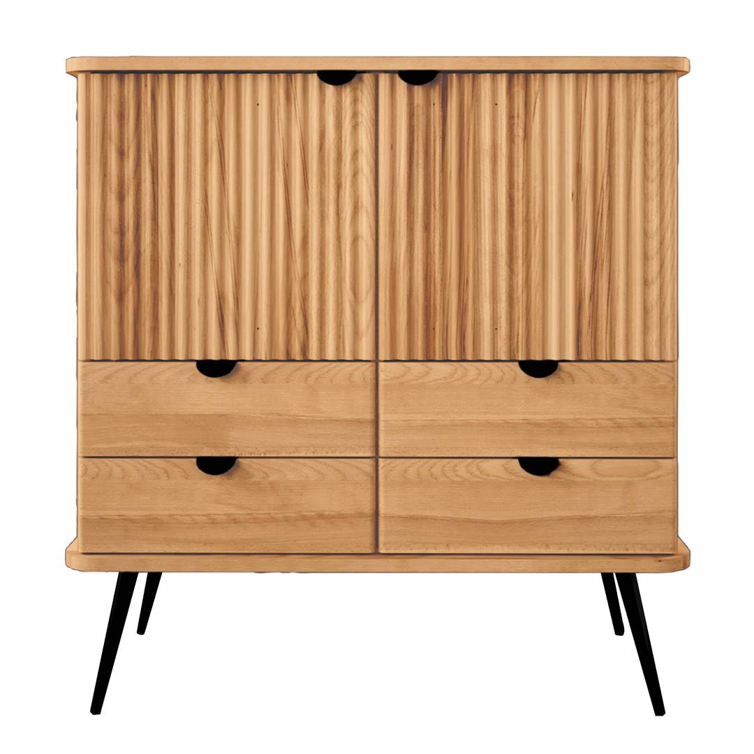 Highboard "Ondas" - Holzart: Kernbuche