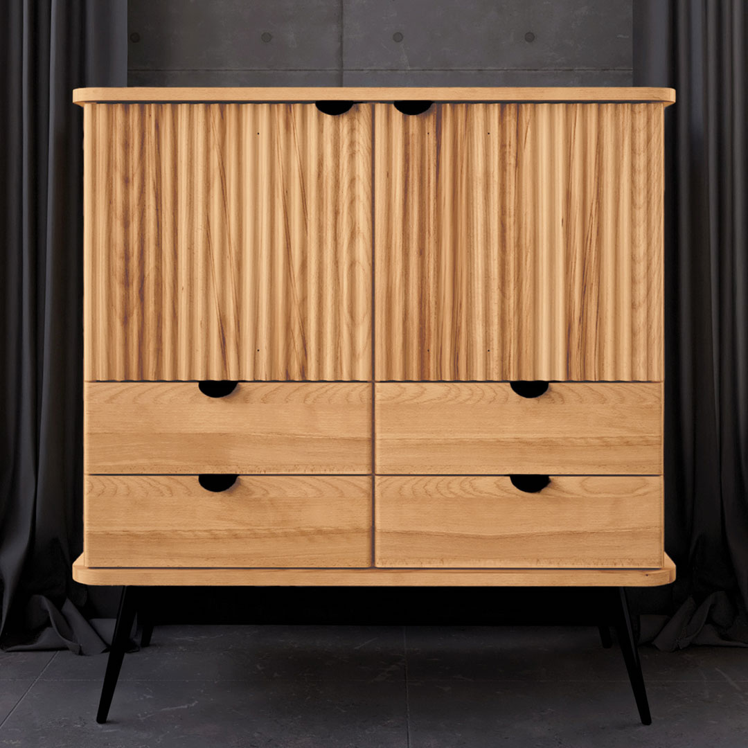 Highboard "Ondas" - Holzart: Kernbuche