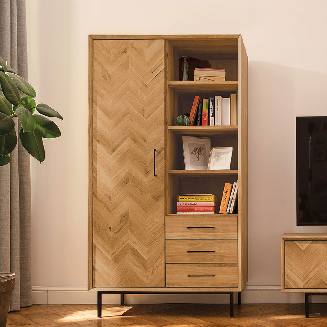 Highboard "Parquetta" - Holzart: Kernbuche