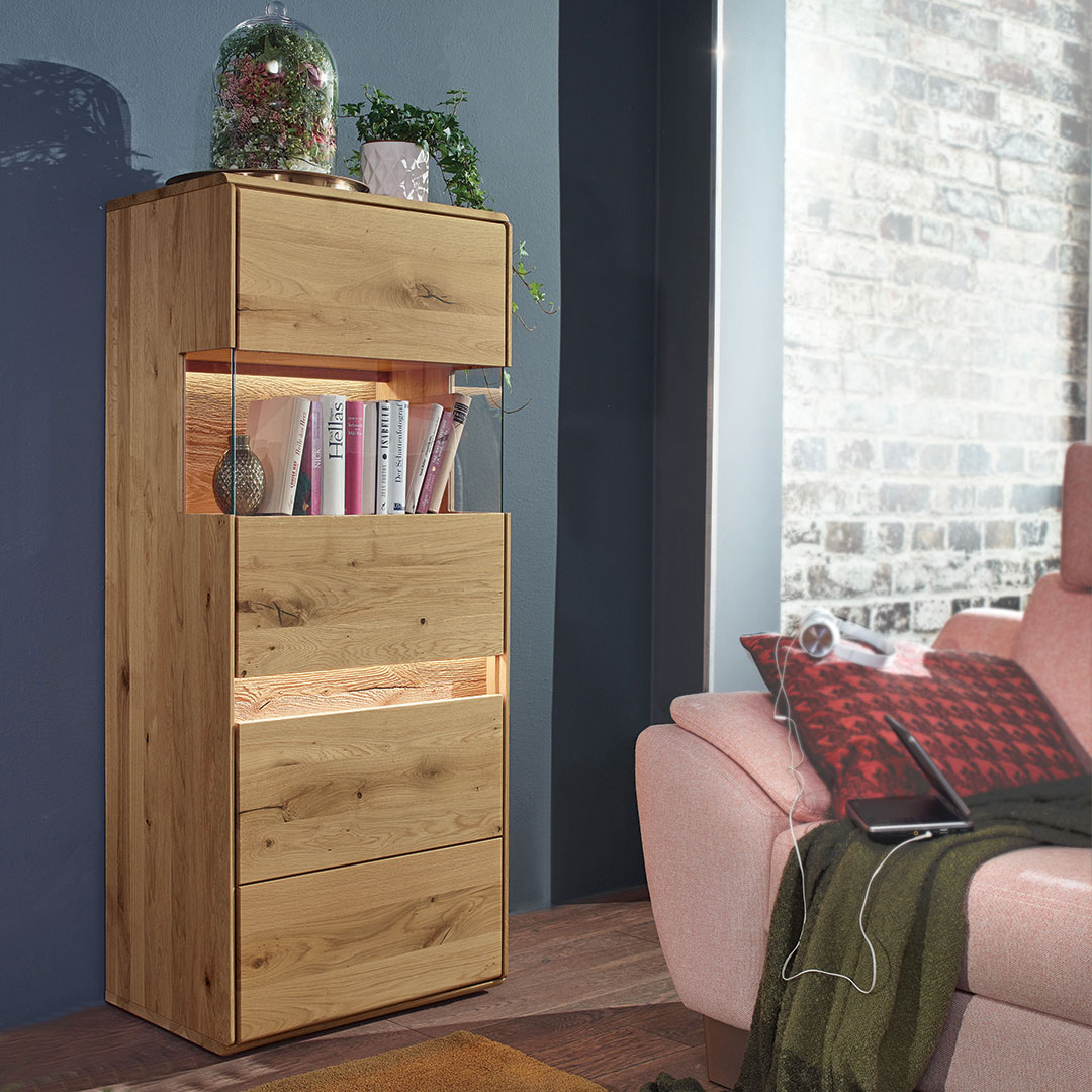 Highboard "Bassano" - Holzart: Kernbuche